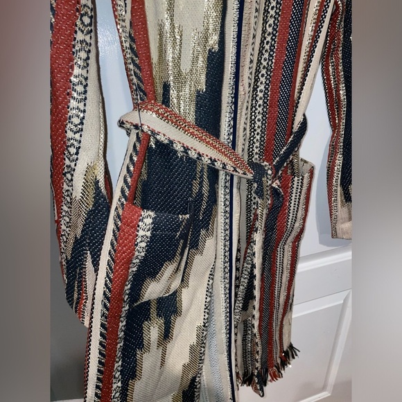 New! 🤠 Ramy Brook Cody Belted Fringe Jacquard Western Boho Cardigan/ Jacket 🤠 S - Picture 14 of 16